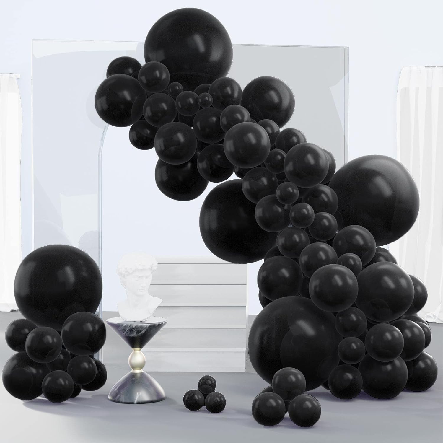 PartyWoo Black Balloons - 140-Piece Arch Kit with Various Sizes for Baby Showers, Birthdays & Anniversaries