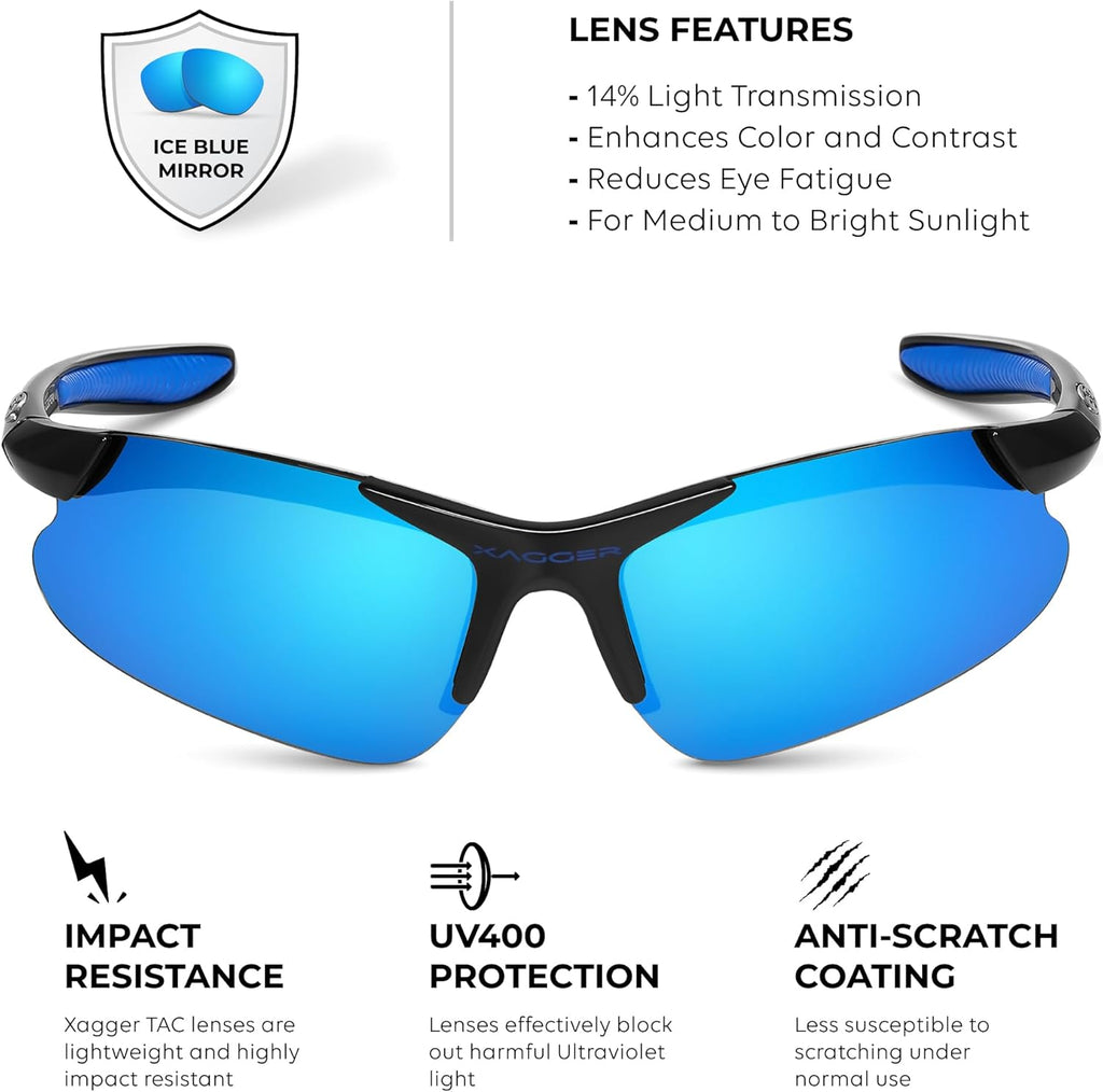 Xagger Kids Polarized Sports Sunglasses - Lightweight TR90 Frame for Boys & Girls | Perfect for Baseball & Softball