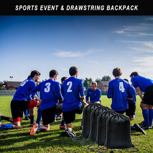 CAIHONG Drawstring Backpack - 100 Pack Cinch Sacks for Gym, Yoga, Sports & Gifts - Black