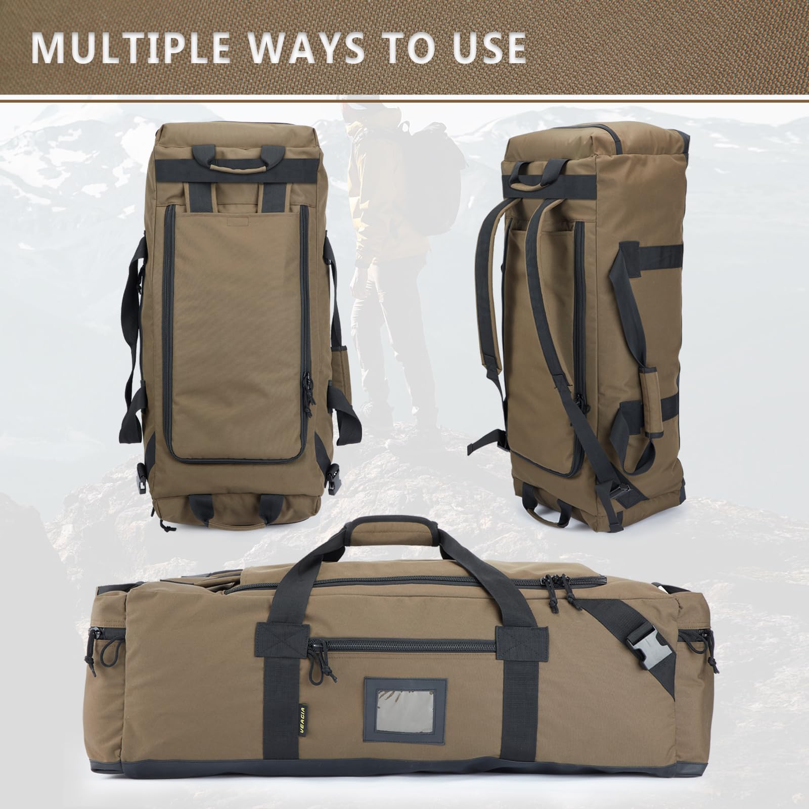 86l Large Duffel Bag For Travel, Gym & Sports - Water Repellent Polyester, Hidden Straps, Shoe Compartment - Perfect Luggage Duffle Bag Or Backpack For Men & Women