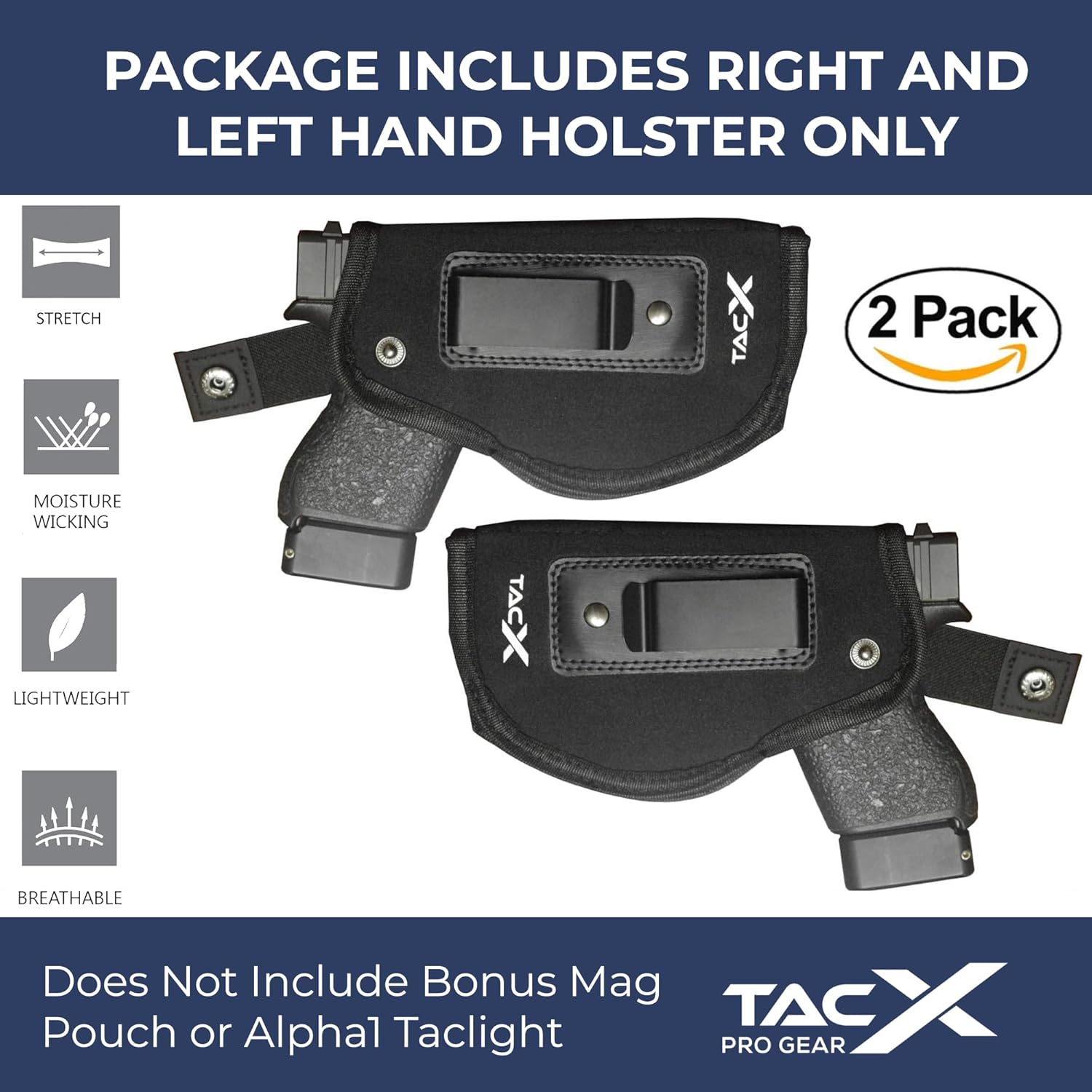 Skiennix Universal IWB Holster - Concealed Carry Inside The Waistband | Flexible Neoprene for S&W M&P Shield 9/40, 1911, XDS, Taurus, Glock