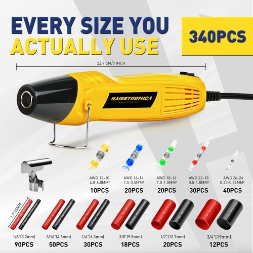 Haisstronica 340 PCS Electrical Connector Set - Solder Seal Wire Connectors & Heat Shrink Tubing