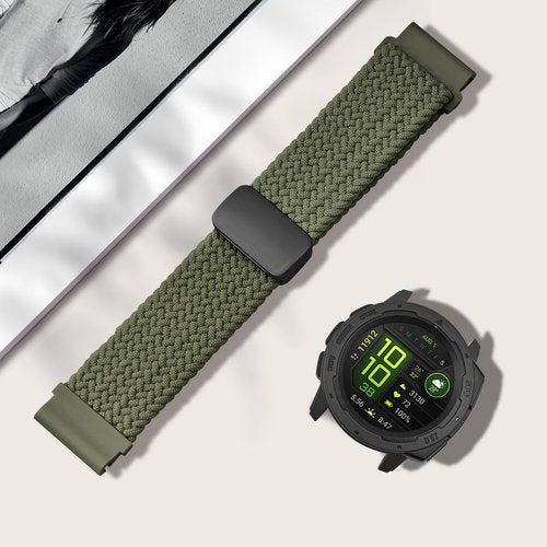 HQzon Nylon Elastic Woven Band Compatible with Garmin Instinct 3 45mm/Instinct/2 Solar, 22mm Breathable Soft Strap Compatible with Garmin Instinct Tactical/Tide/Esports/Solar