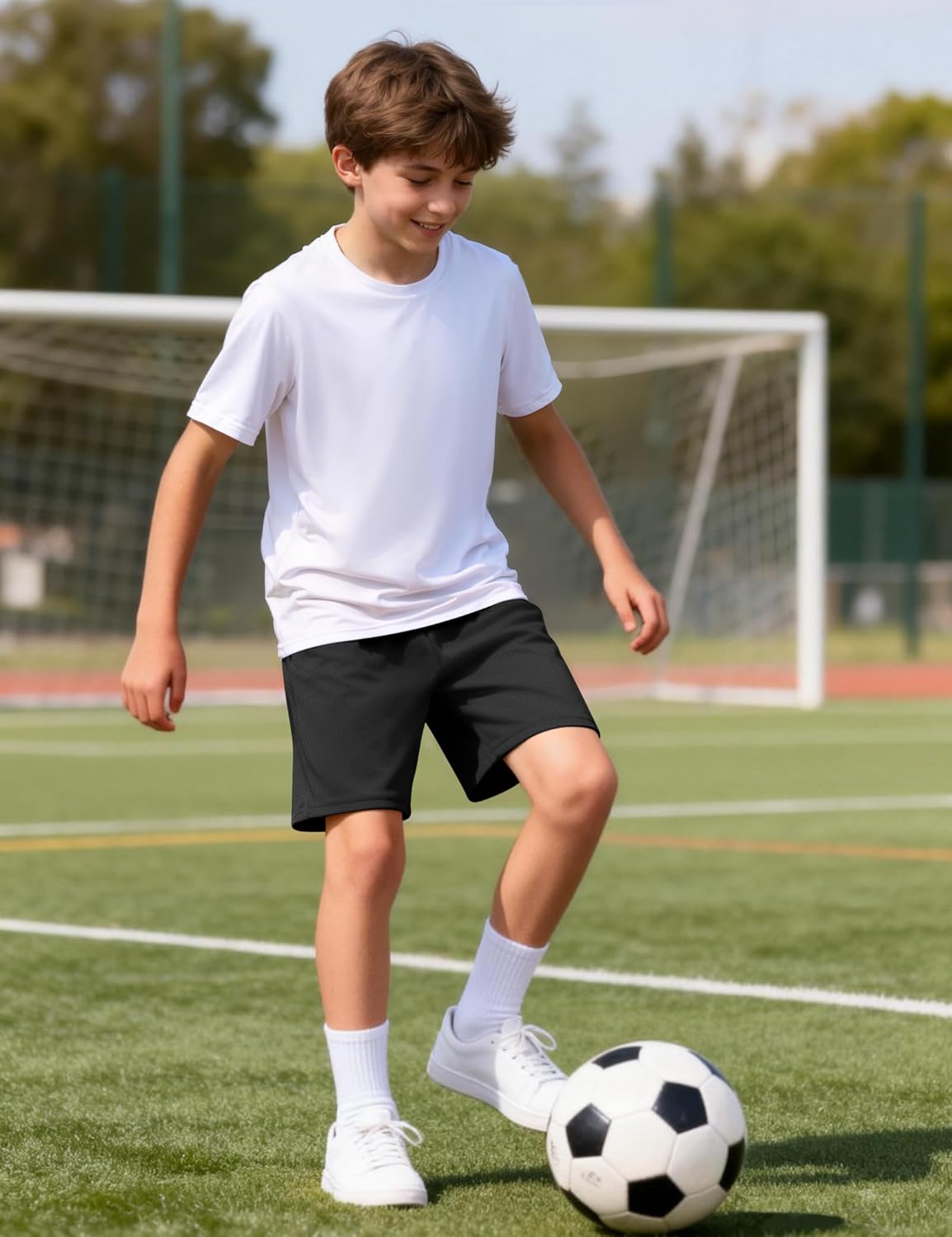 Auranso Boys Athletic Shorts - Quick-Dry Mesh Basketball & Soccer Shorts with Pockets | Youth Sizes