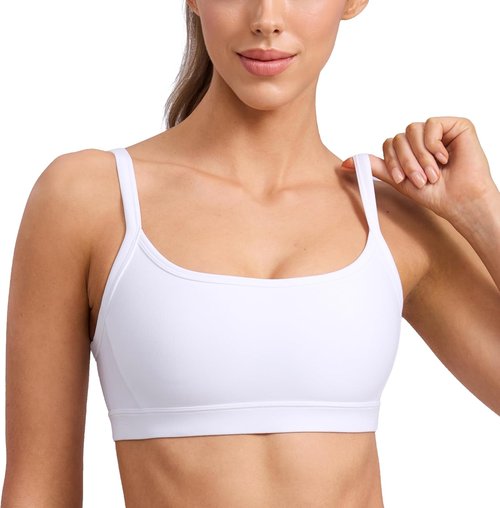 CRZ YOGA Sports Bra - Butterlift Double Lined Scoop Neck with Spaghetti Straps | U-Back Design, Non-Padded