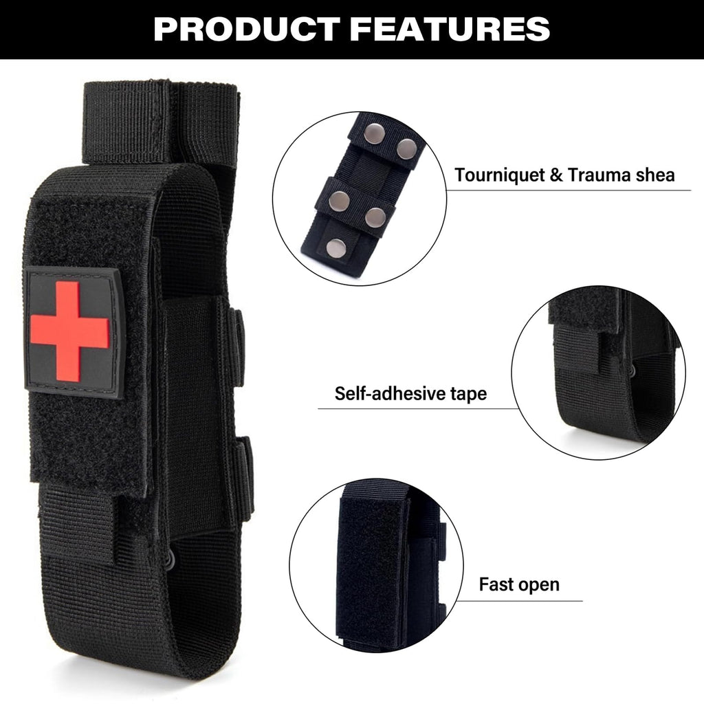 Upgrade Tactical Molle Tourniquet Holder, Portable Heavy Duty Molle Tourniquet Pouch Holder, Tactical TQ Trauma Tourniquets