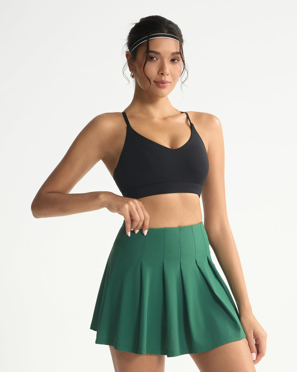 RUNNING GIRL V-Neck Sports Bras for Women - Adjustable Thin Straps Wireless Padded Yoga Top Low Impact_WX3147_Black_L