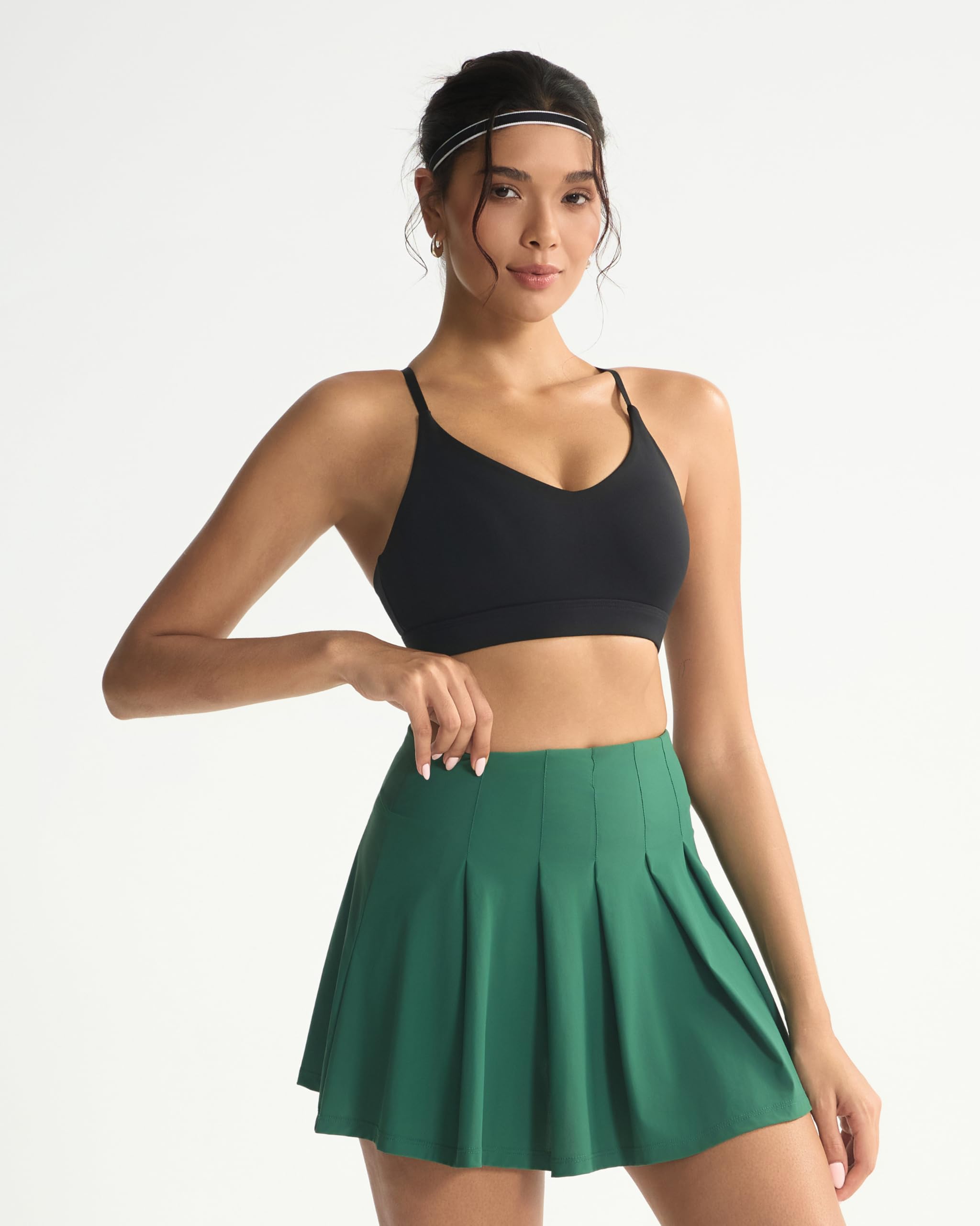 RUNNING GIRL V-Neck Sports Bras for Women - Adjustable Thin Straps Wireless Padded Yoga Top Low Impact_WX3147_Black_L