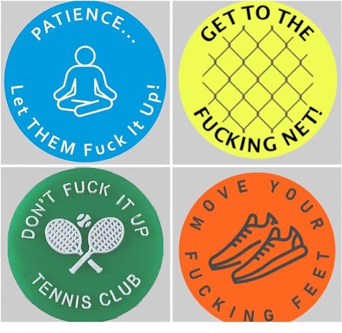 4 Pcs Colorful Spicy/Aggressive Reminder to Keep You On Your Tennis Game, Tennis Vibration Dampener, Tennis Racket Dampener, The Best Tennis Gift for Every Player and Team Tennis Vibration Dampeners