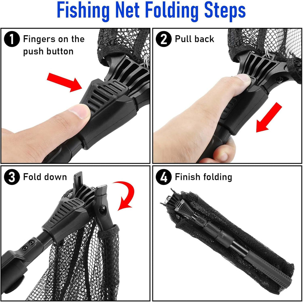 Skiennix Telescoping Fishing Net - Durable Folding Design for Easy Transport | Compact Freshwater & Saltwater Gear