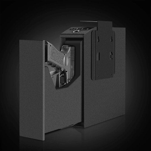 Biometric Slider Handgun Safe - Auto Sliding Door with Fingerprint, PIN Code & Key Access | Ideal for Nightstand & Truck