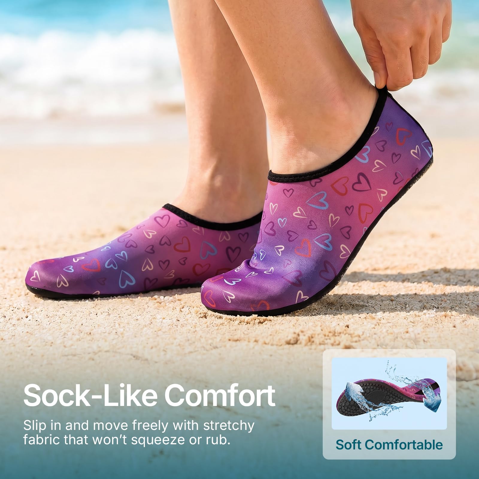 Water Shoes for Women Men Quick-Dry Aqua Socks Swim Beach Barefoot Yoga Exercise Wear Sport Accessories Pool Camping Must Haves Adult Youth Size 10-11Women/9-10Men