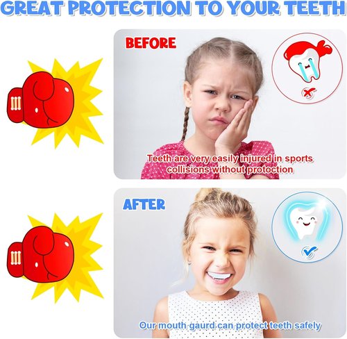 MENOLY Youth Mouth Guard - 6 Pack Sport Mouth Guards with Portable Cases for Football, Basketball, MMA & More