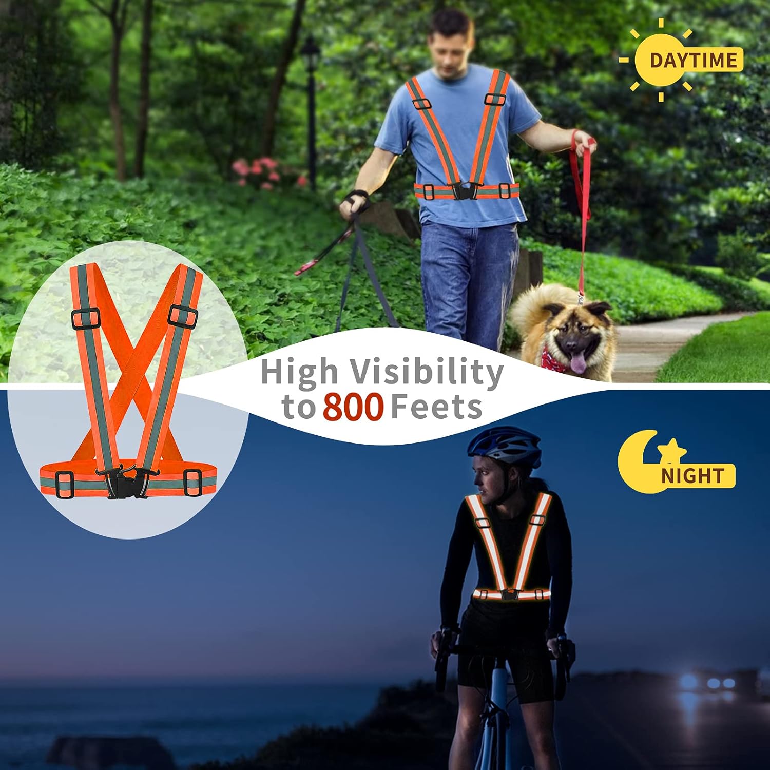 Skiennix Reflective Running Vest - High Visibility Safety Straps for Enhanced Protection | Lightweight Design