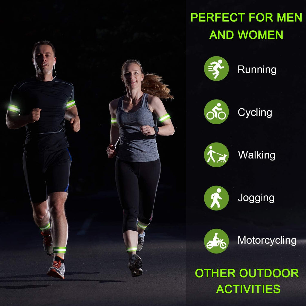 Skylety Reflective Bands - High Visibility Neon Straps for Running, Cycling & Walking | 4 Pieces