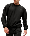 GALCHE Men's Sauna Suit 2-Piece Performance Sweatshirt and Pants Set for Weight Loss Workout Boxing (Black, Medium)