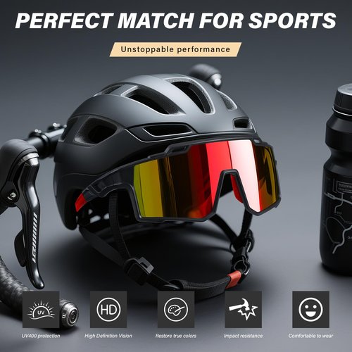 DioKiw 4pcs Polarized Sport Sunglasses Men Cycling Driving Fishing UV Protection Sun Glasses Lightweight Big Frame Mountain Bike Goggles