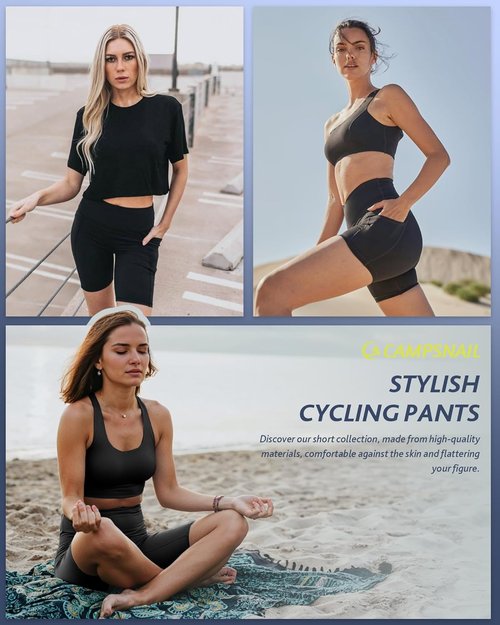 CAMPSNAIL Biker Shorts for Women - High Waisted Spandex with Pockets | Tummy Control, 3"/5"/8" Sizes