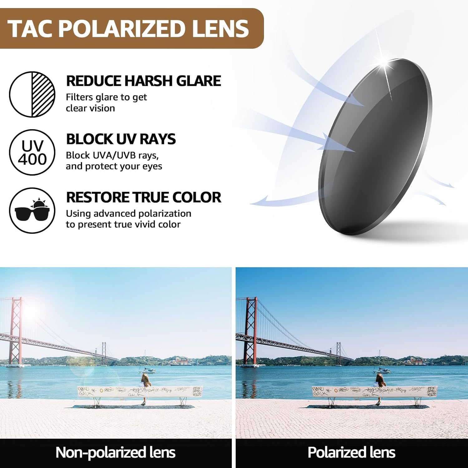 TJUTR Aviator Sunglasses - Polarized UV400 Protection | Tangle-Free Metal Frame Shades for Men & Women
