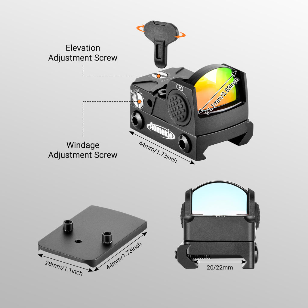 Aomekie RMR Red Dot Sight 2 MOA Adjustment for 22mm Picatinny/Weav Rail,Mini Reflex Sight Red Dot Optic with Shake Awake and 12 Brightness