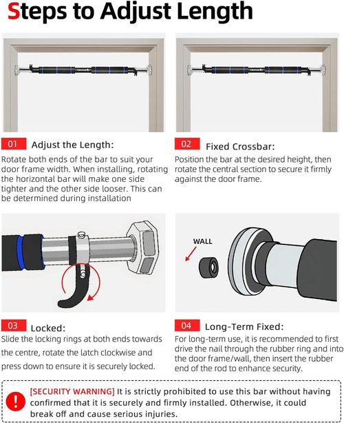 Abahub Doorway Pull-Up Bar - Heavy-Duty Home Fitness Equipment with Safety Lock | Supports Up to 220 LBS