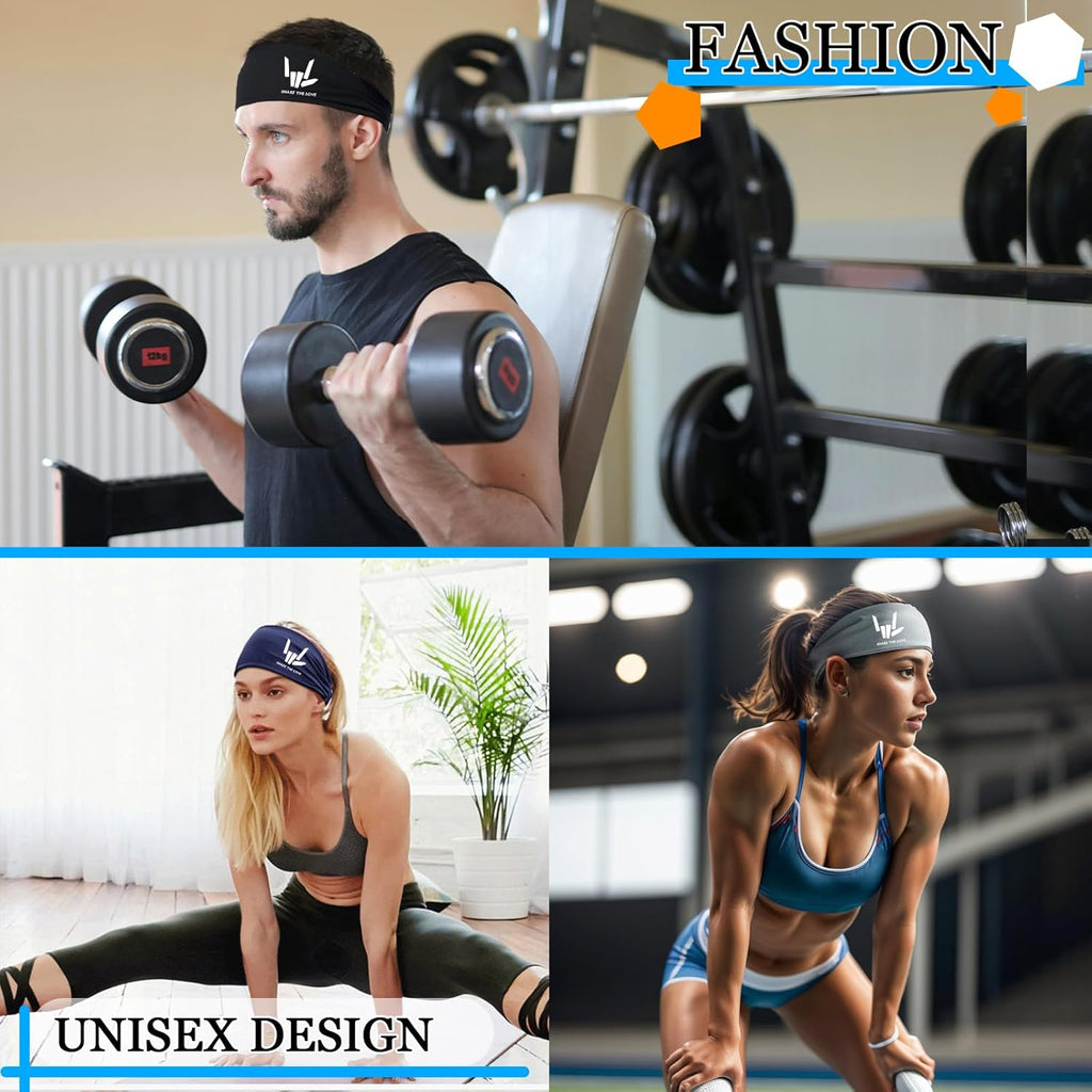 Skiennix 3-Piece Sweat Bands | Cooling Sport Headbands for Men & Women - Perfect for Workouts