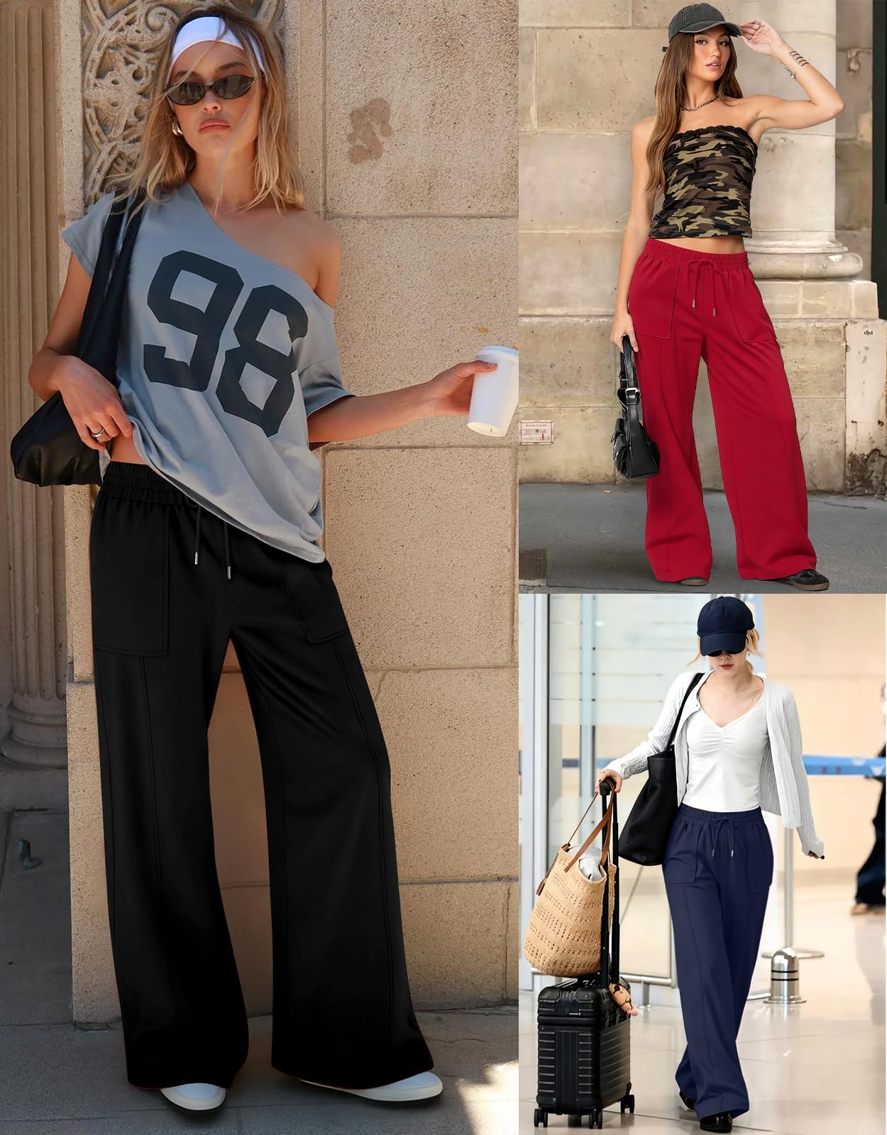 Sweatpants Women Baggy Wide Leg Lounge Casual Pajama Sweat Pants Women's Sweatpants Women's Athletic Pants Red S