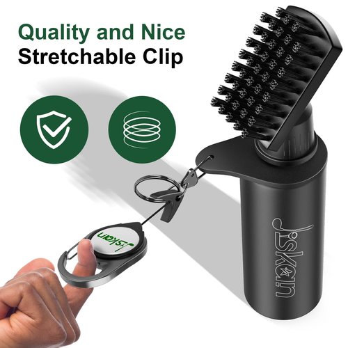 Jiskan 2 Pack Pro Golf Club Cleaner Brush Combo with Squeeze Water Bottle 7.5 Inches Holds 4 Ounces of Water, Essentials Golf Accessories for Men, Best Golf Gifts for Men