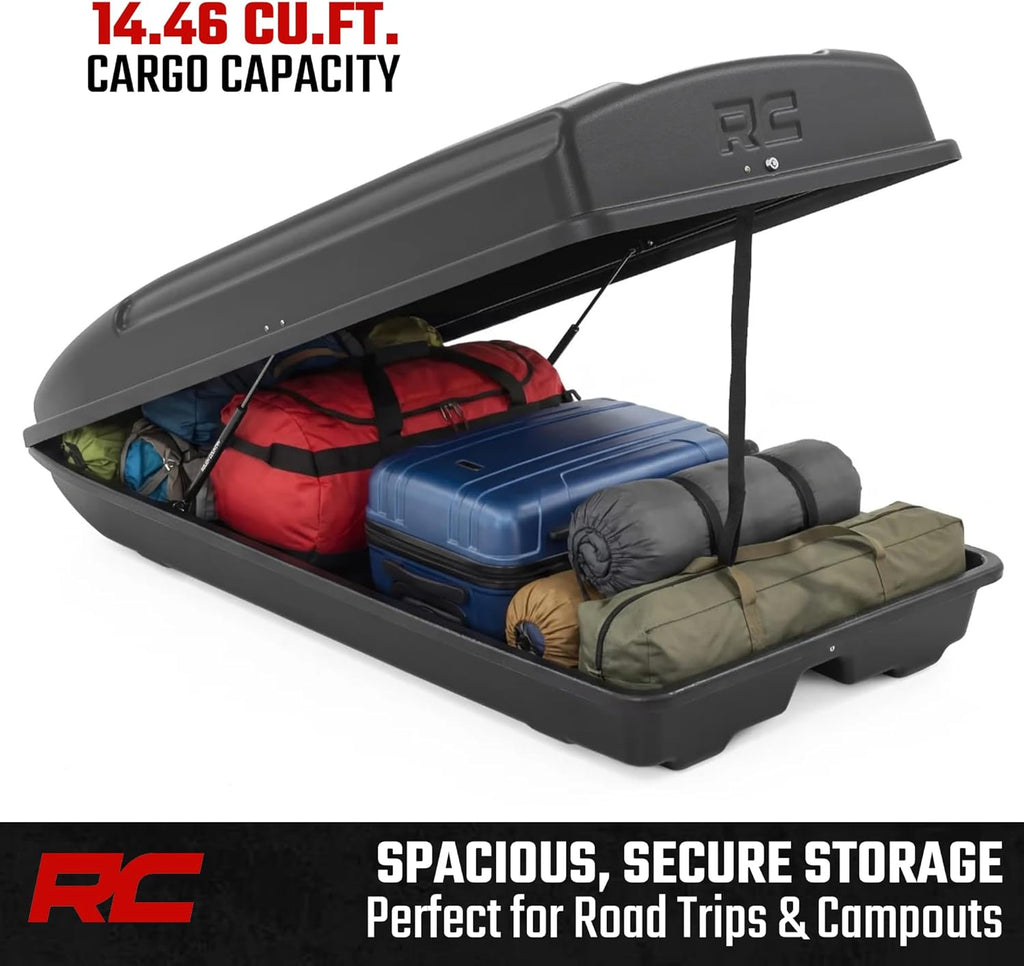 Rough Country Rooftop Cargo Box - 14.5 Cu Ft Hard Shell Carrier | Lockable, Weatherproof & Easy Install