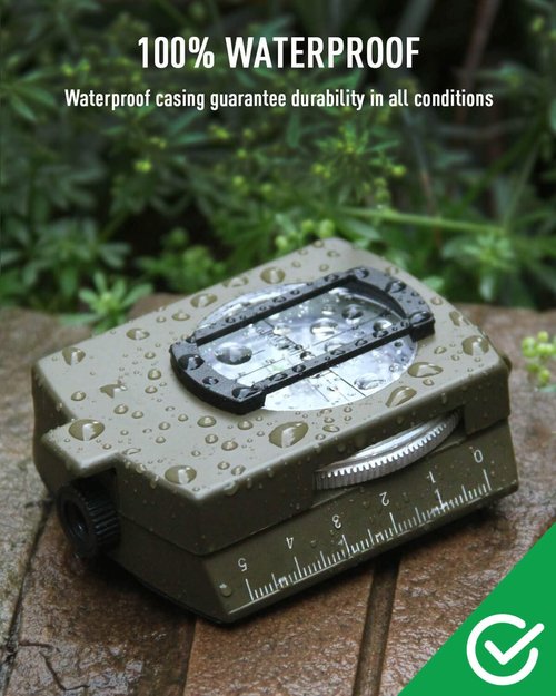 Eyeskey Tactical Survival Compass - Waterproof & Impact Resistant Lensatic Sighting | Includes Lanyard & Pouch