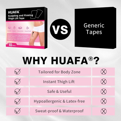 Instant Thigh Lift Tape 10 Pack - Invisible Body Tape to Tighten Skin & Smooth Cellulite, Waterproof & Sweatproof Adhesive Strips for Women