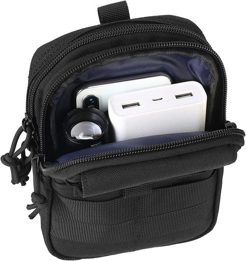 LefRight Tactical Molle Mobile Phone Belt Pouch - Slim Utility Waist Bag with Holster | Large Black