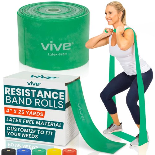 Vive Resistance Band Rolls (75 Feet) - Non-Latex Professional Box for Physical Therapy, Lower, Upper Body Exercise Workout - 25 Yard Straight Elastic for Strength Training, Rehabilitation, Women