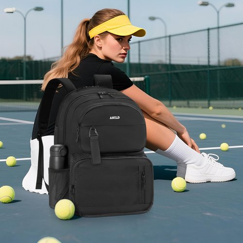 ANILD Tennis Bag Tennis Racket Backpack for 2 Rackets with Ventilated Shoe Compartment for Men & Women
