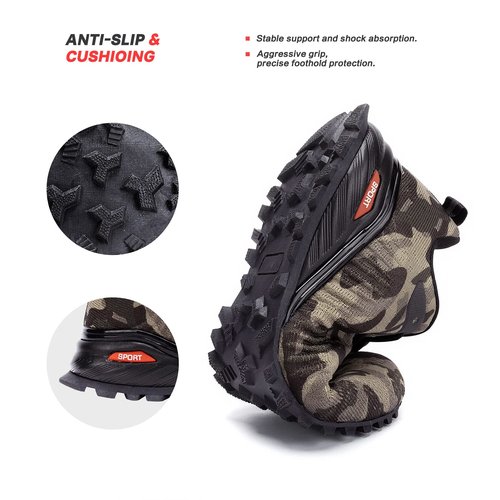Kricely Men's Trail Running Shoes Fashion Hiking Sneakers for Men Camo Tennis Cross Training Shoe Mens Casual Outdoor Walking Footwear Size 13 X-Wide