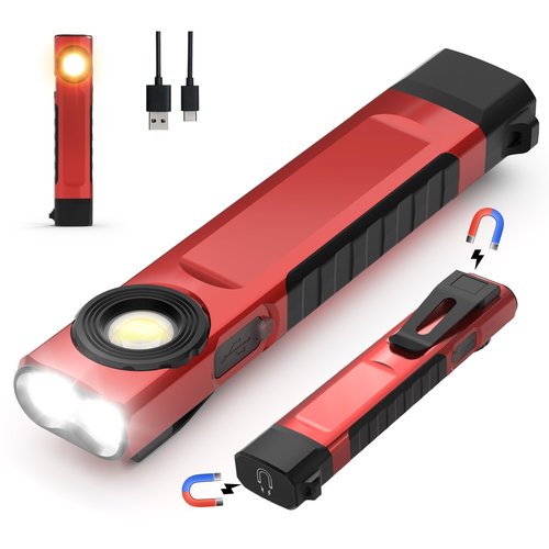 Anhay Rechargeable Flashlights 1500 Lumens EDC Flat Flashlight with 8 Modes, Pocket Flashights Waterproof, Magnetic Small Flashlights Powerful for Checking, Working, Camping, USB-C Charging