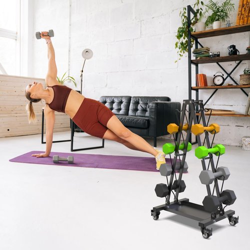 Kipika Heavy Duty 3 Tier Dumbbell Rack Multifunctional, Weight Rack for Dumbbells, Home Gym Equipment, Suitable for Storage of Dumbbell, Kettle Bell, Barbell Plate, Barbell Bar (5 Tier Tilt Shelf)