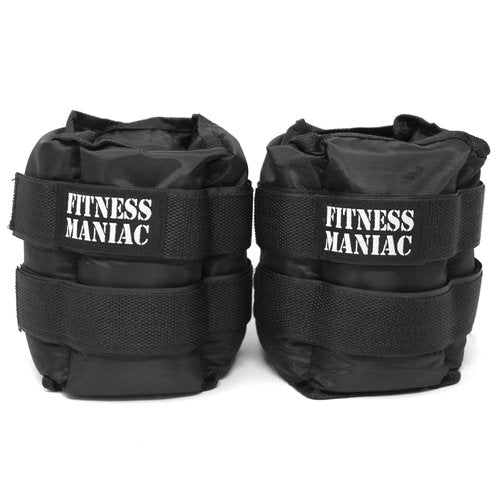 Fitness Maniac Pro Ankle Weights for Women Men Double Straps 14 lbs (7 Pounds Per Ankle) Durable Set for Gym, Workout, Walking, Ab, Leg Exercises