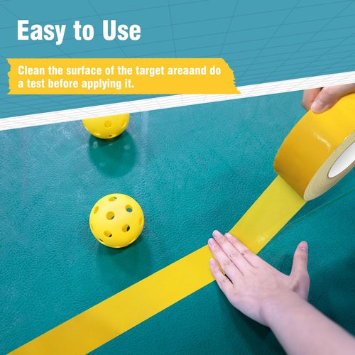 HolderProf Outdoor Pickleball Court Tape, 2in x 230FT - Sports Floor Marking Tape, 2in x 77yd - Pickleball Court Marking Kit| Multipurpose| Ultra Durable & Versatile (Yellow)