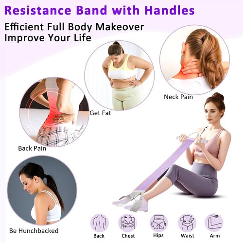 FEFURS 2 Pack Fabric Resistance Band with Handles,Non-Slip Foot Pedal Puller Resistance Band for Legs & Glutes Working Out,Portable Yoga & Physical Therapy&Home Fitness Accessories for Women & Men