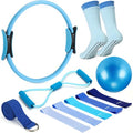 Silipull Home Pilates Essentials Kit for Women Pilates Equipment Set with Yoga Ball Resistance Band, Circle, Yoga Ring Circle Set for Beginners Home Workouts Legs Arms and Thighs(Blue)