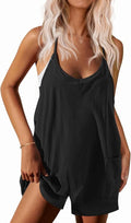 Ekouaer Summer Rompers for Women - Casual Sleeveless Spaghetti Strap Jumpsuits with Pockets