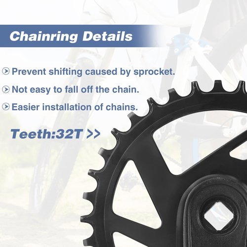 WEEROCK Mountain Bike Crankset 1 Piece/Single 32T Charing Crank Set with 170mm Arm for Bicycle MTB, Compatible with Single Speed Bicycle and 6/7/8/9/10/11 Speeds Bike