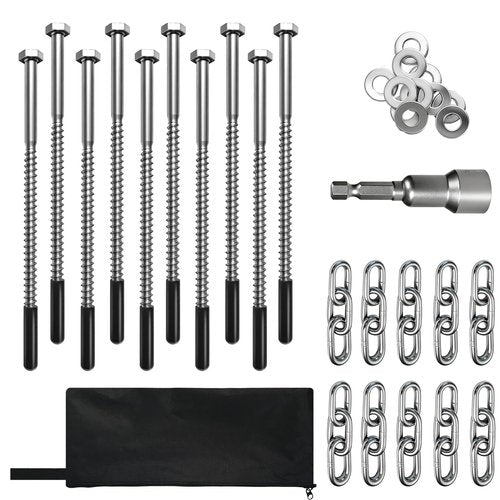 15 Pack Screw in Tent Stakes Heavy Duty,8 ’’ Ground Anchors Screw in,Metal Stakes with Hex Head Driver and Sturdy Storage Bag. (15)
