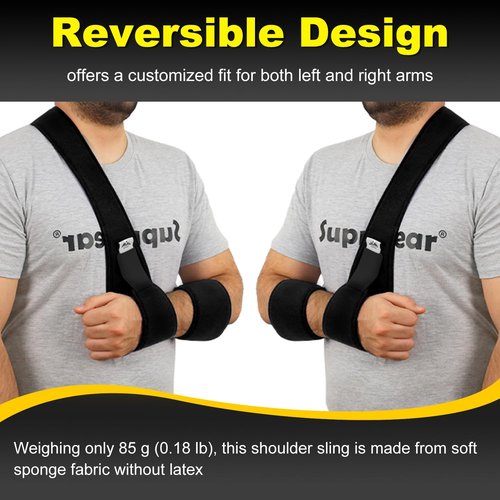 supregear Arm Sling Shoulder Immobilizer, Rotator Cuff Support Brace, Lightweight Comfortable Sling for Shoulder Injury, Broken, Dislocated, Fracture, Strain, Left Right, Men Women, Black