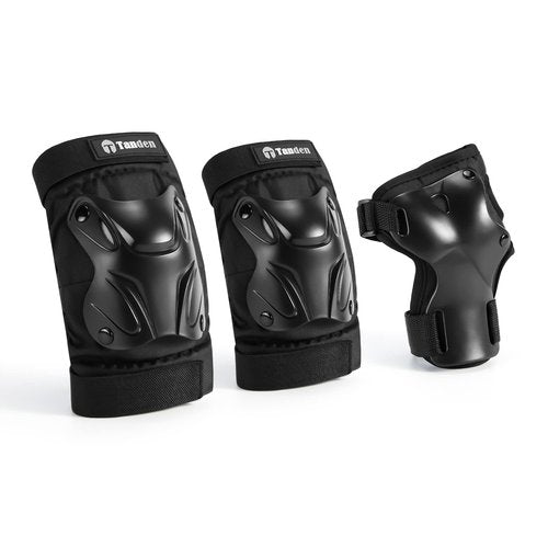 Tanden Skating Protective Gear Adult Knee and Elbow Pads Wrist Guards for Roller Skating Skateboarding, Skate Pads Adult Knee Pads for Men Women Black