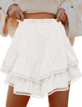 LOMON Flowy Skorts for Woman Casual Boho Ruffle Tiered Skorts High Waist Skort Mini Skirts Golf Tennis 2026 White