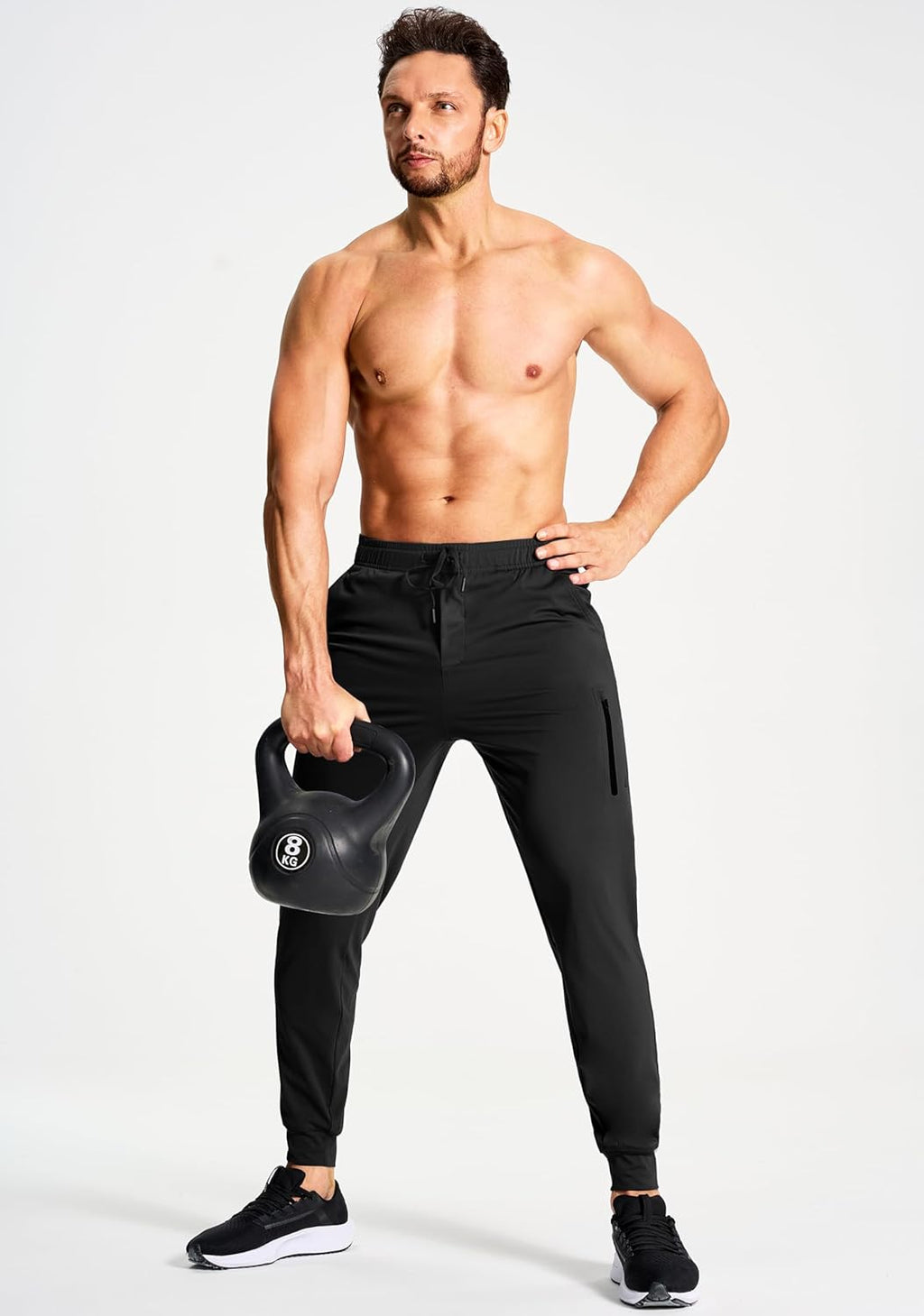 Skiennix Men's Athletic Joggers - Stretch Sweatpants with Zipper Pockets for Gym & Running