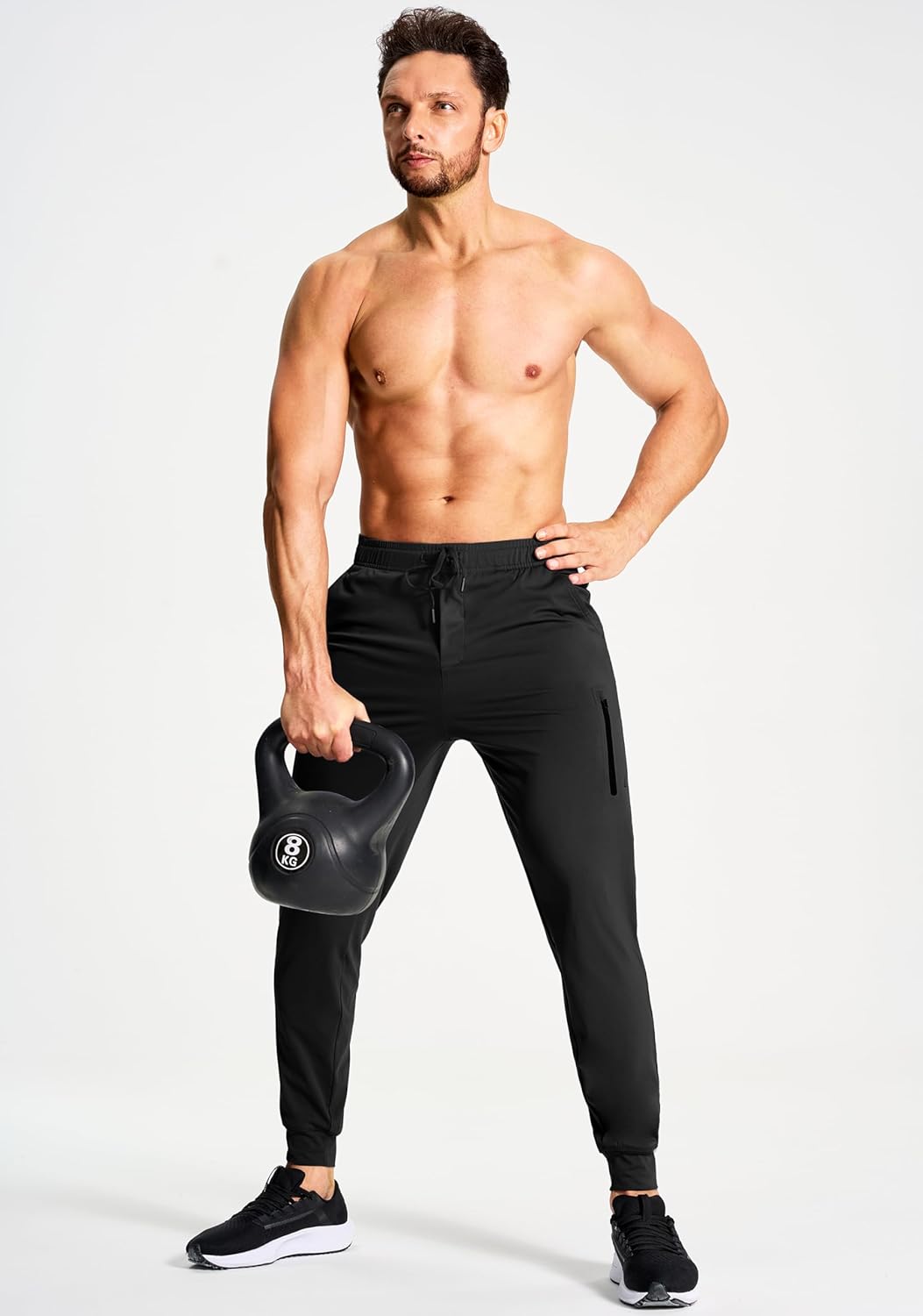Skiennix Men's Athletic Joggers - Stretch Sweatpants with Zipper Pockets for Gym & Running