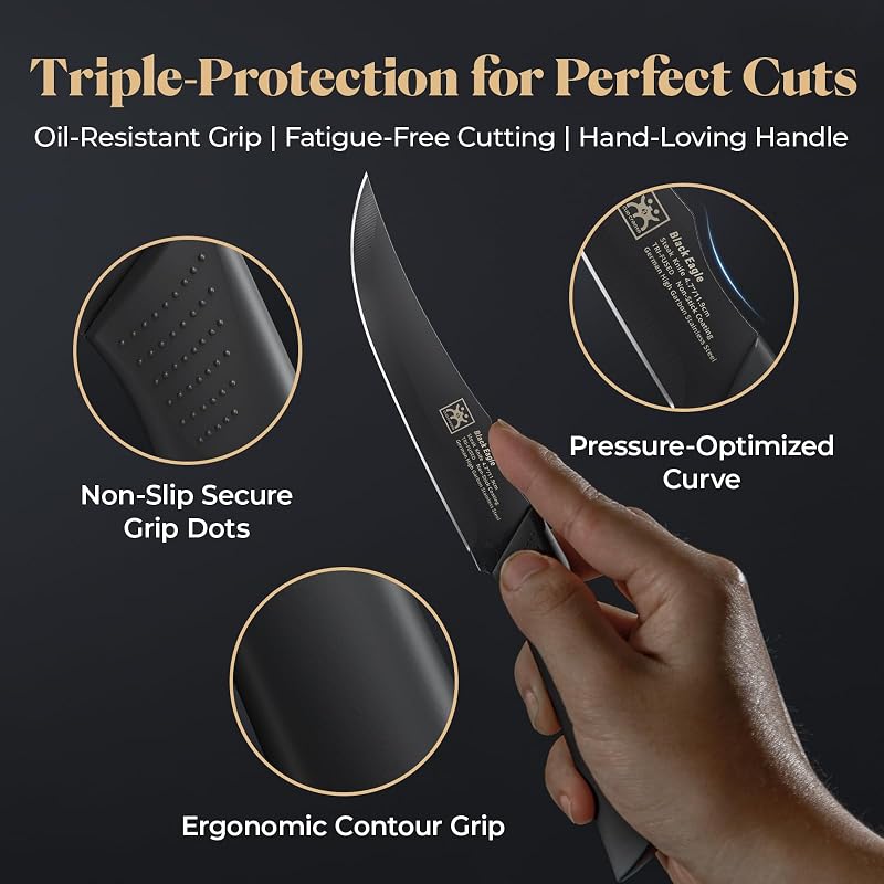 CuoCreate 8-Piece Non-Serrated Steak Knife Set, 4.7 Inch Dishwasher Safe - Variation of THIS listing